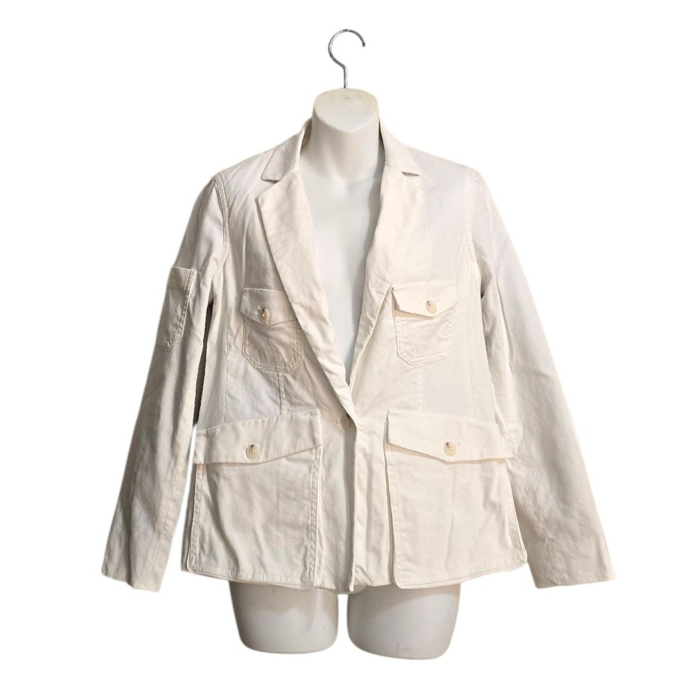 Anthropologie Neve Utility Cotton Twill Blazer In White Sz 2